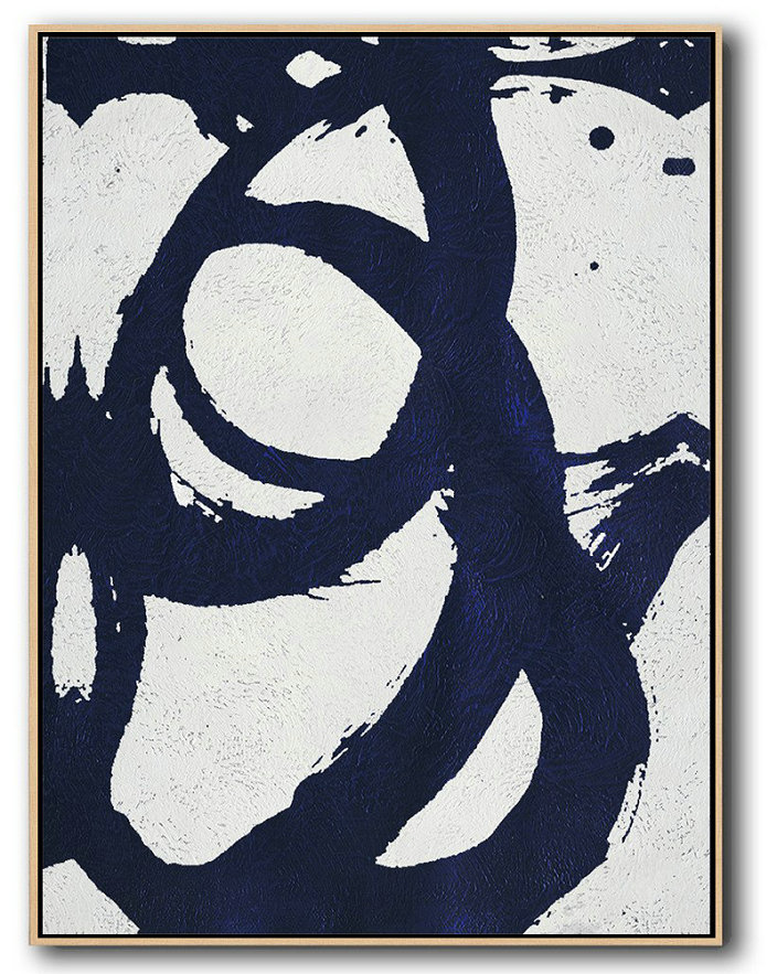 Abstract Painting Extra Large Canvas Art,Buy Hand Painted Navy Blue Abstract Painting Online,Hand Paint Abstract Painting